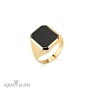 Onyx and Gold Stamp Ring