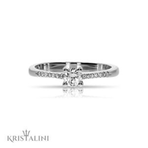 Classic Solitaire Diamond Engagement Ring 4 prongs set with Diamonds on each side
