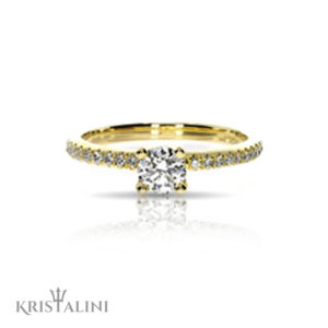 Soliatire Diamond Engagement Ring set with Diamonds at each side
