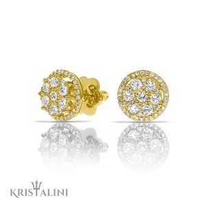 Diamond Stud Earrings surrounded by a halo of Diamonds